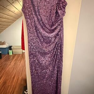 Glamorous One Shoulder Purple Sequin Dress